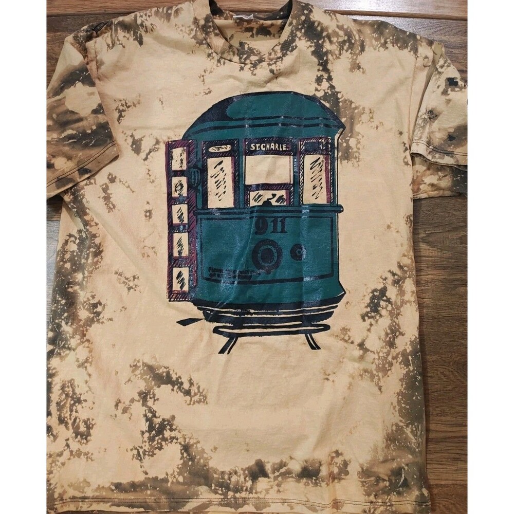 VTG 90s St Charles Street Car Acid Wash T Shirt Yak Rashad NOLA New Orleans XL